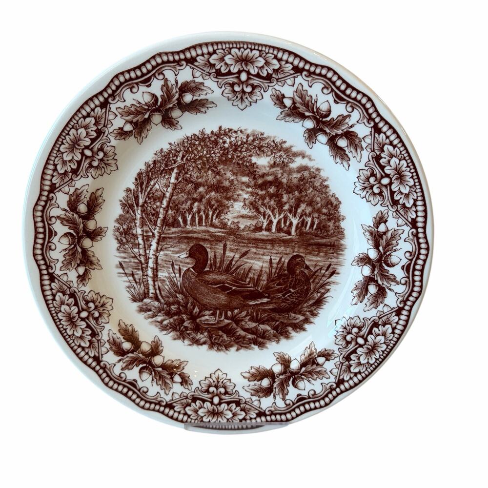 Royal Stafford Homeland DUCK Porcelain Dinner Plates 11" Set of 4 Brown England